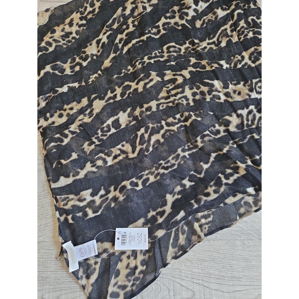 NWT‎ Chico's Mixed Cheetah Straight Oblong Scarf Leopard 70" × 18"